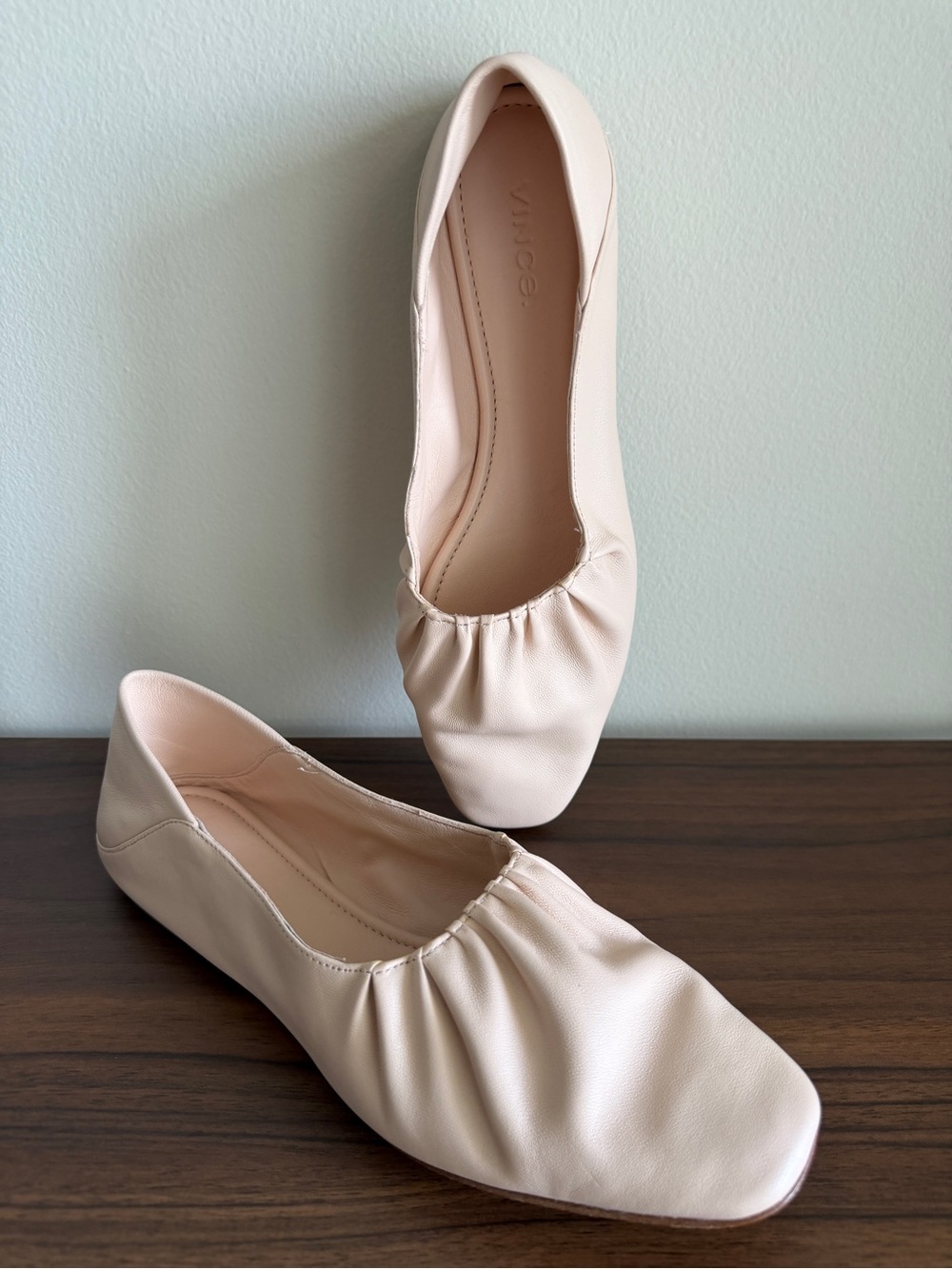 Vince Kali Leather Ballet Flats US 6.5 Blush Pink Convertible Fold Down Heel